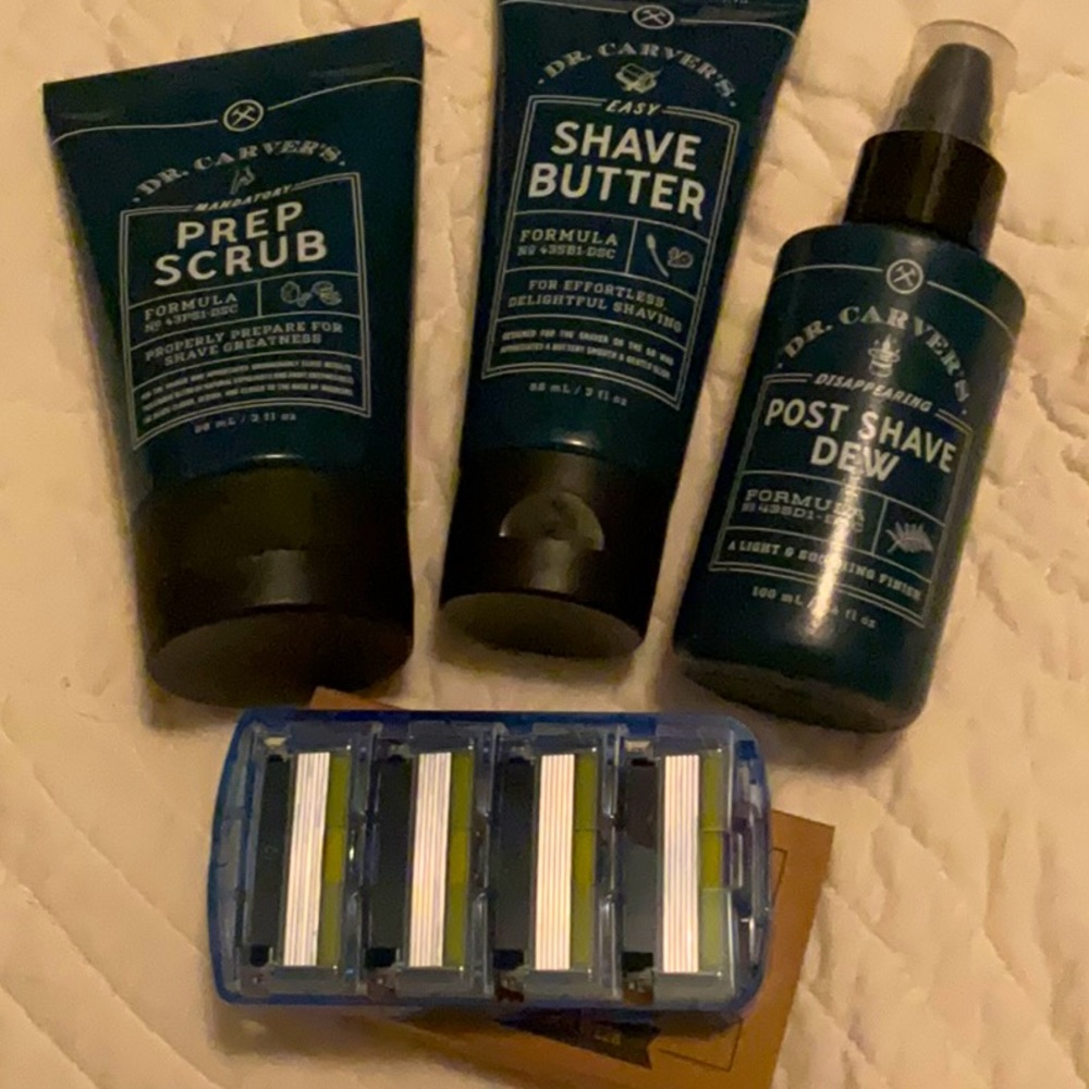 Dr. Carvers shave products Dollar Shave Club 4 razor blades